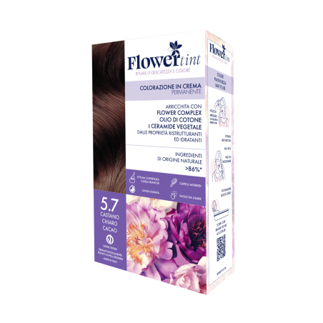 Purobio FlowerTint Colorazione Permanente 5,7 Castano Chiaro Cacao Flowertint - 1