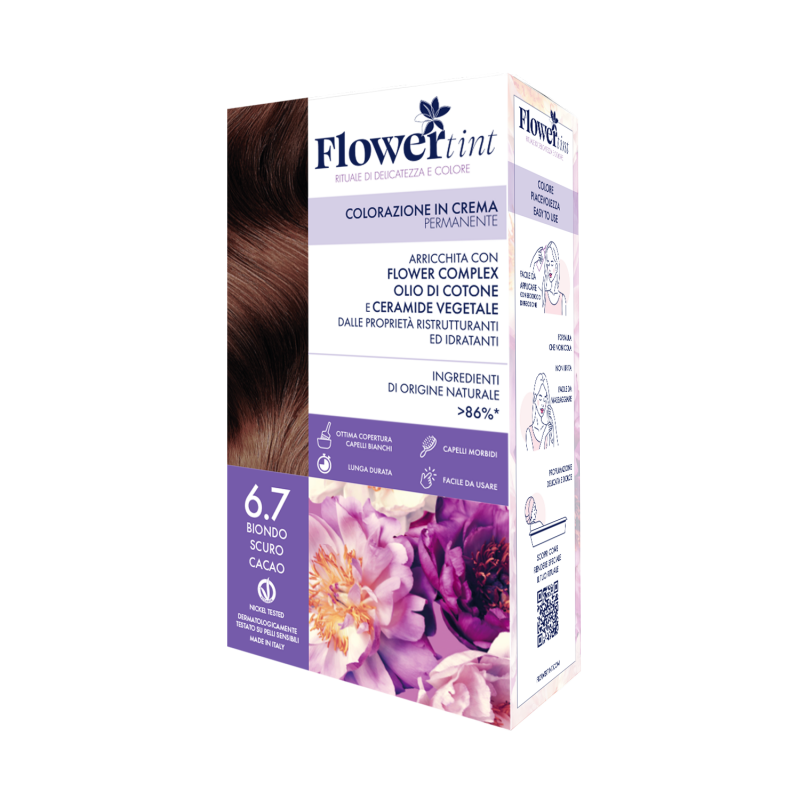 Purobio FlowerTint Colorazione Permanente 6,7 Biondo Scuro Cacao Flowertint - 1