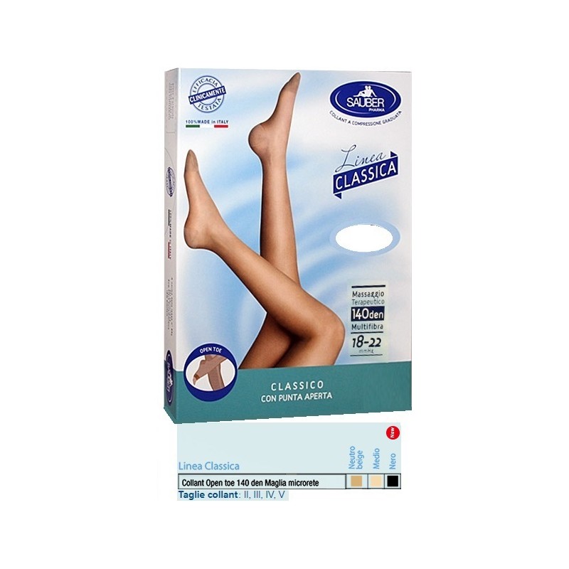 Desa Pharma Sauber Collant Open Toe Maglia Microrete 140 Den Colore Neutro Beige 5 Linea Classica Sauber - 1