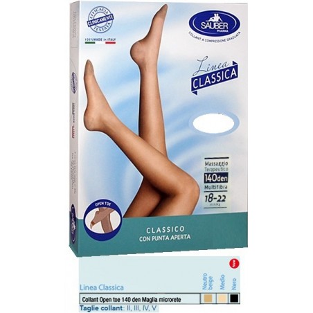 Desa Pharma Sauber Collant Open Toe Maglia Microrete 140 Den Colore Neutro Beige 5 Linea Classica Sauber - 1