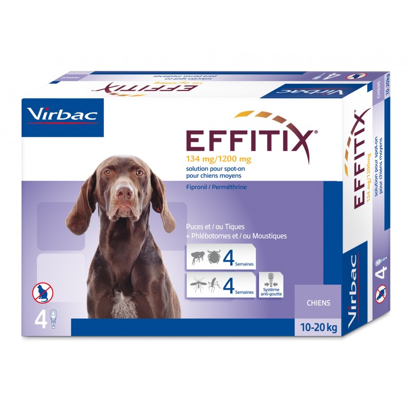 EFFITIX*spot-on soluz 4 pipette 2,20 ml 134 mg + 1.200 mg cani da 10 a 20 Kg  - 1