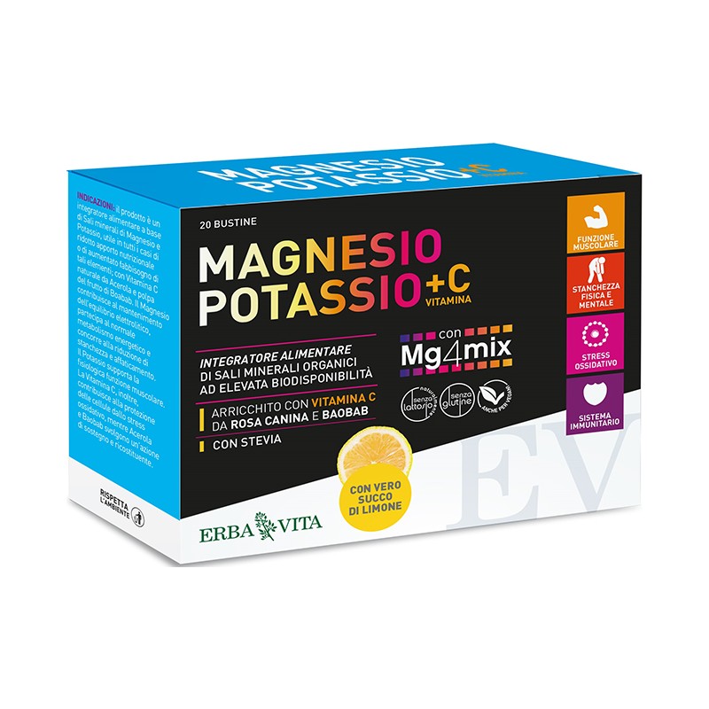 Erba Vita Group Magnesio Potassio +c Vitamina Gusto Limone 20 Bustine Da 3,8 G Erba Vita - 1