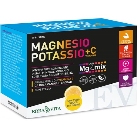 Erba Vita Group Magnesio Potassio +c Vitamina Gusto Limone 20 Bustine Da 3,8 G Erba Vita - 1