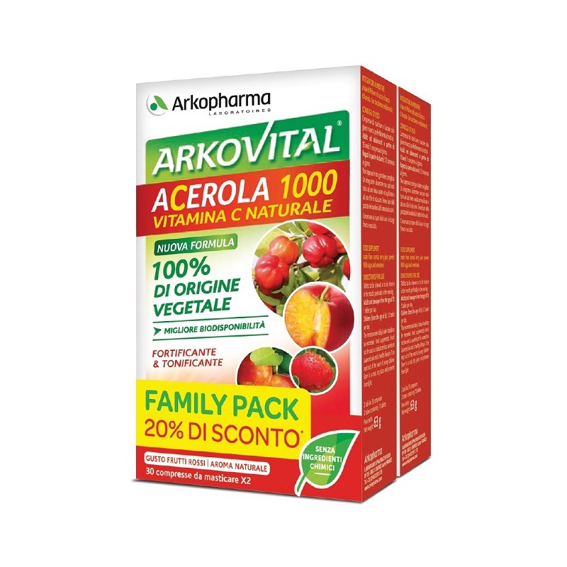 Arkofarm Arkovital Acerola 1000 Pack Family 60 Compresse Arkofarm - 1