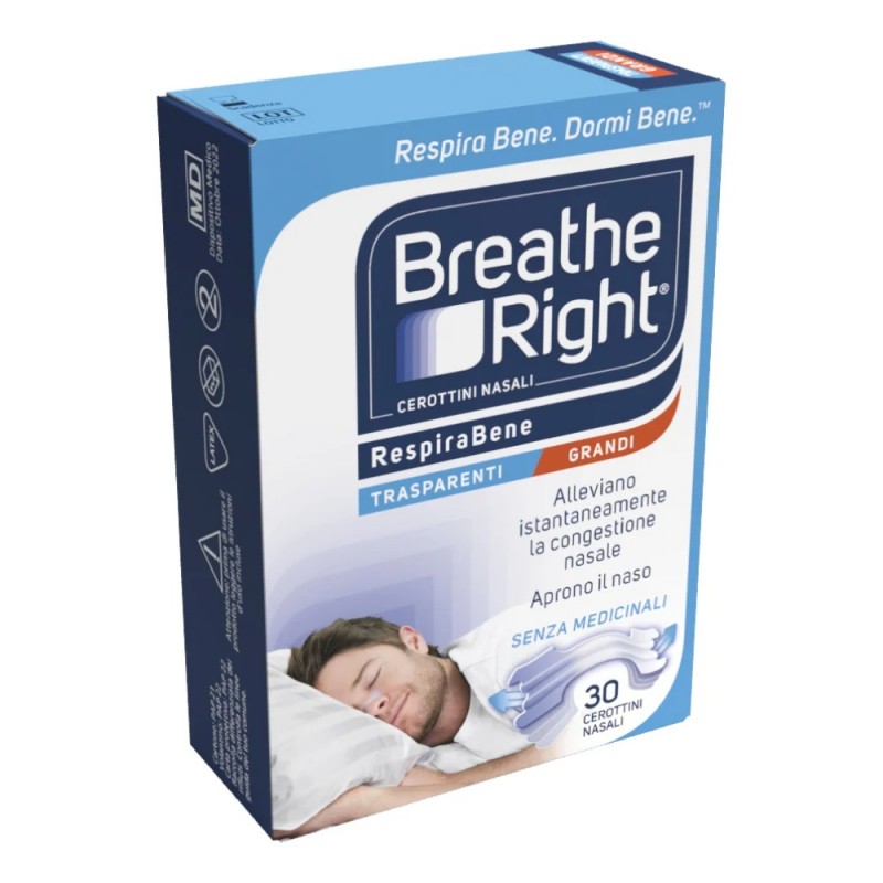 Cerotti Nasali Breath Right Trasparenti Grandi 30 Pezzi Breathe Right - 1