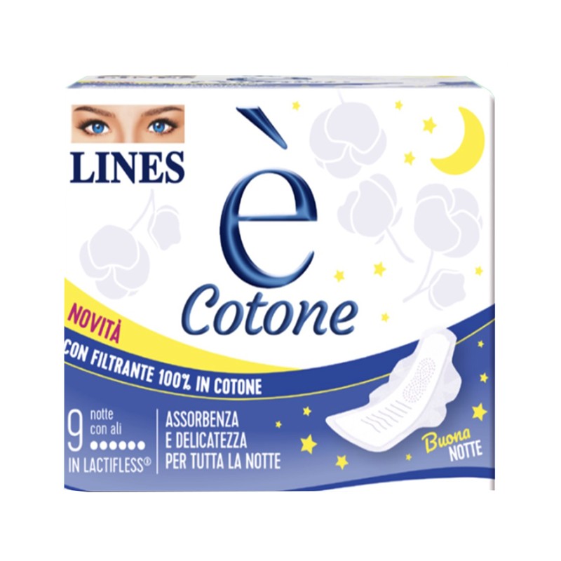 Fater Lines E' Cotone Ali Assorbente Esterno Notte 9 Pezzi Fater - 1