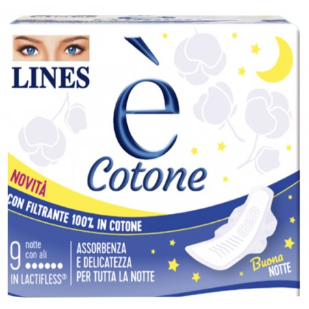 Fater Lines E' Cotone Ali Assorbente Esterno Notte 9 Pezzi Fater - 1