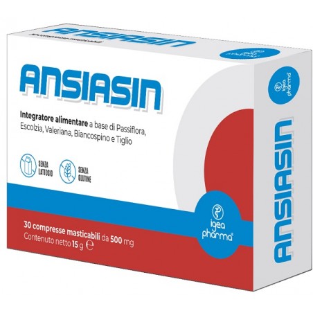 Igea Pharma Ansiasin 30 Compresse Masticabili - Integratori per umore, anti stress e sonno - 987715861 - Igea Pharma - € 14,62