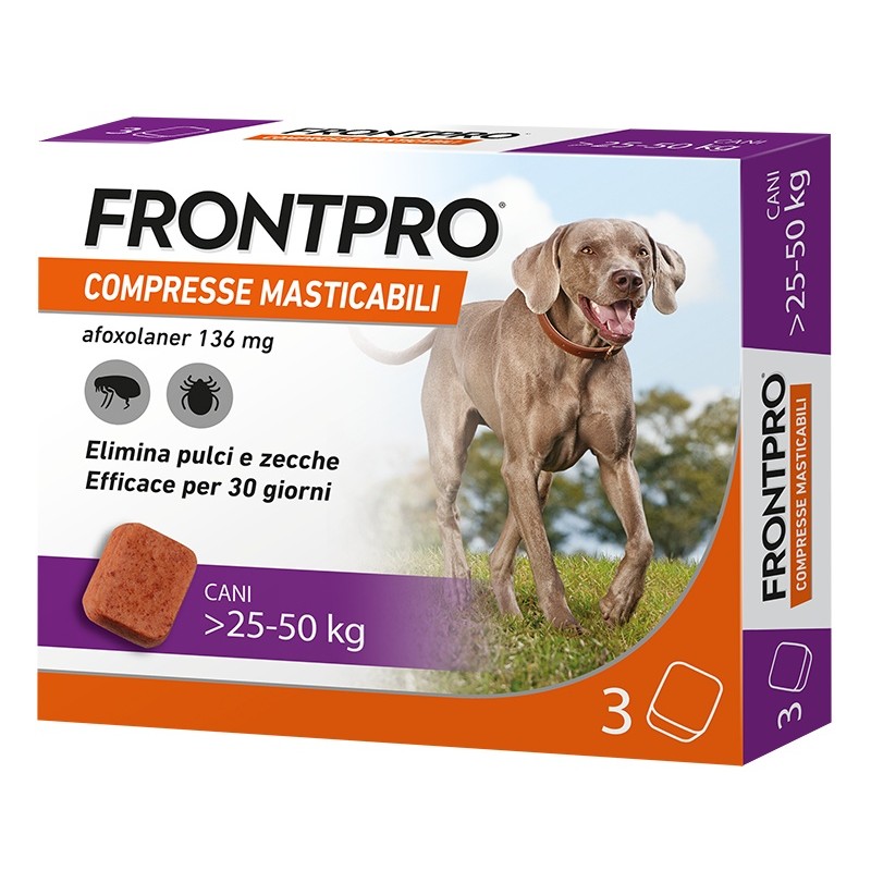 Frontpro Pulci Zecche Cani 25-50 Kg 3 Compresse Masticabili  - 1