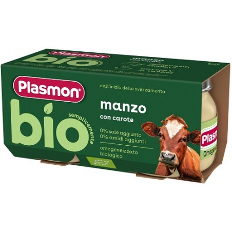 Plasmon Bio Omogeneizzato Manzo Con Carote 2 Pezzi - Alimentazione e integratori - 988894251 - Plasmon - € 2,28