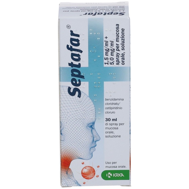 Krka Farmaceutici Milano Septafar 1,5 Mg/ml + 5,0 Mg/ml Spray Per Mucosa Orale, Soluzione Krka Farmaceutici Milano - 1