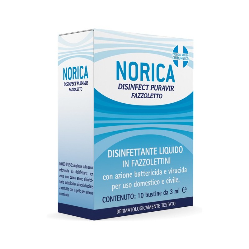 Norica Disinfect Puravir Liquido Disinfettante in Fazzolettini 10
