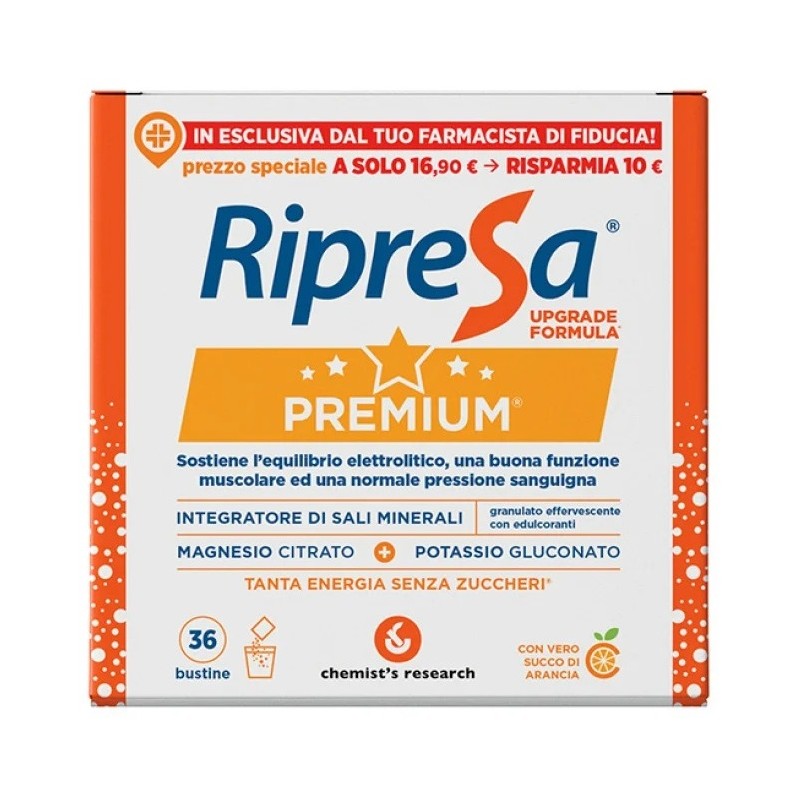 Ripresa Premium Integratore Magnesio Potassio Forte 36 Bustine - Integratori di magnesio e potassio - 927571327 - Chemist's R...