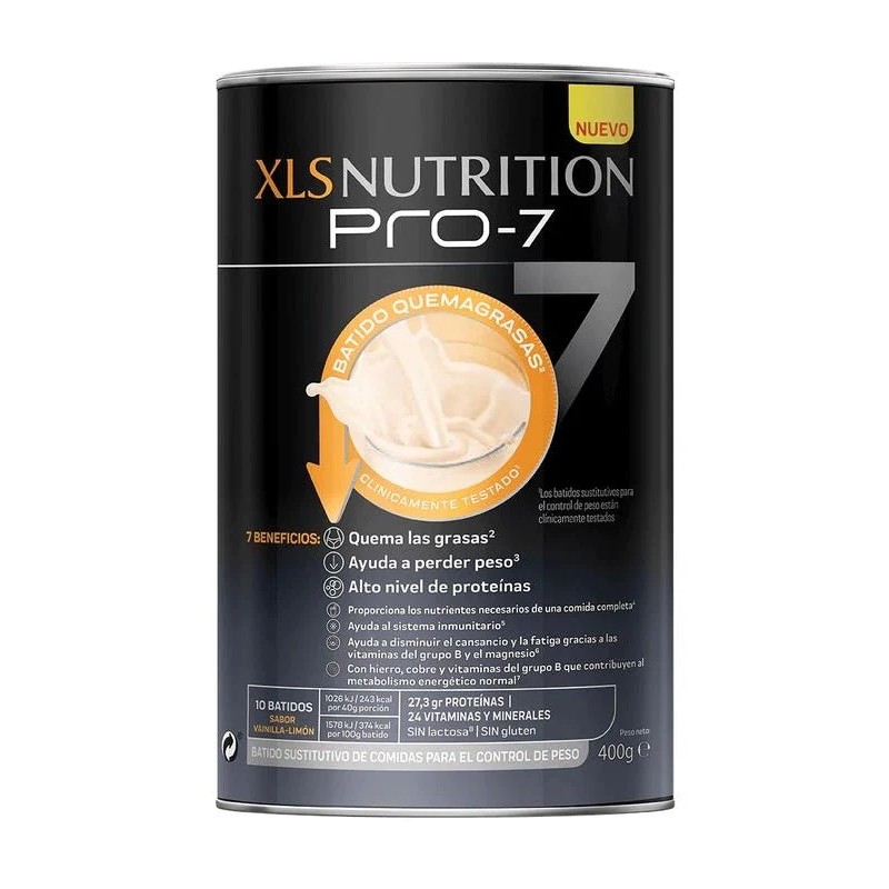 XLS Medical Pro 7 Shake Proteico Bruciagrassi Vaniglia Limone 400 G - Integratori per dimagrire ed accelerare metabolismo - 9...