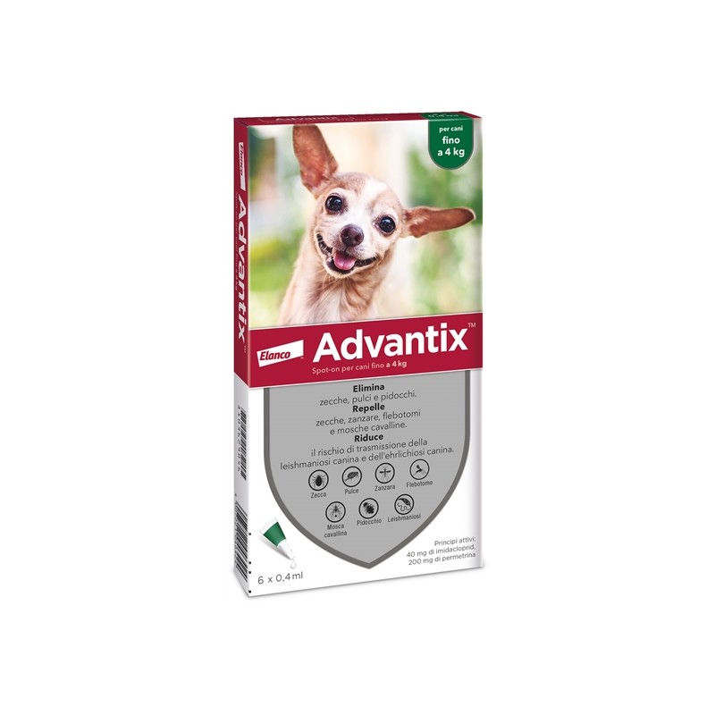 Advantix Spot On Fino a 4 Kg Soluzione Antiparassitaria 6 Pipette Advantix - 1