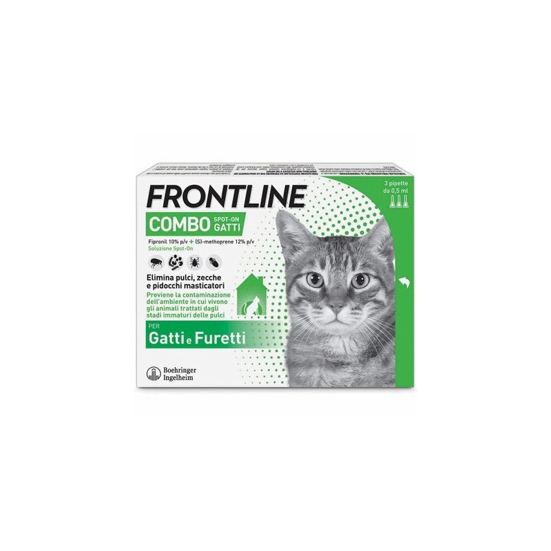 Frontline Combo Spot-On Gatti e Furetti 3 Pipette Soluzione Insetticida Frontline - 1