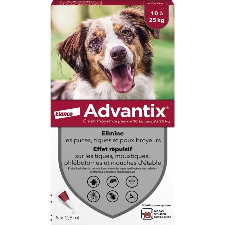 ADVANTIX SPOT ON*soluz 6 pipette 2,5 ml 250 mg + 1.250 mg cani da 10 a 25 kg Advantix - 1