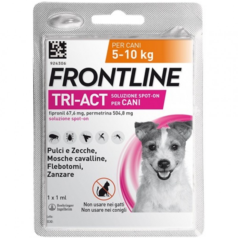 Frontline Tri-Act Spot-On Antiparassitario per Cani 5-10 Kg 1 Pipetta Frontline - 1