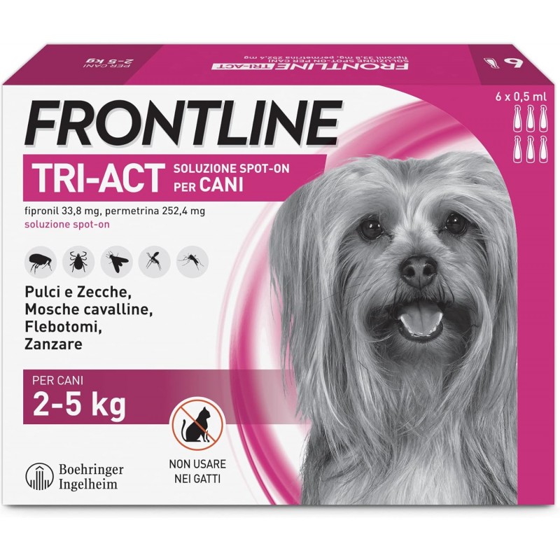 Frontline Tri-Act Spot-On Antiparassitario per Cani 2-5 Kg 6 Pipette - Antiparassitari per cani - 104672035 - Frontline - € 4...