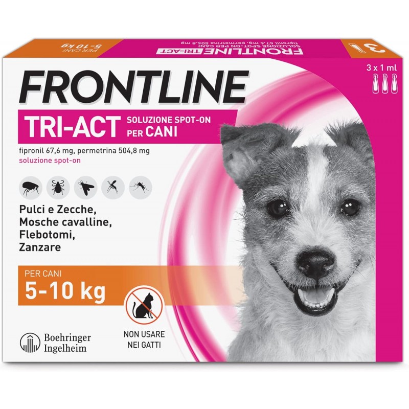 Frontline Tri-Act Spot-On Antiparassitario per Cani 5-10 Kg 3 Pipette Frontline - 1