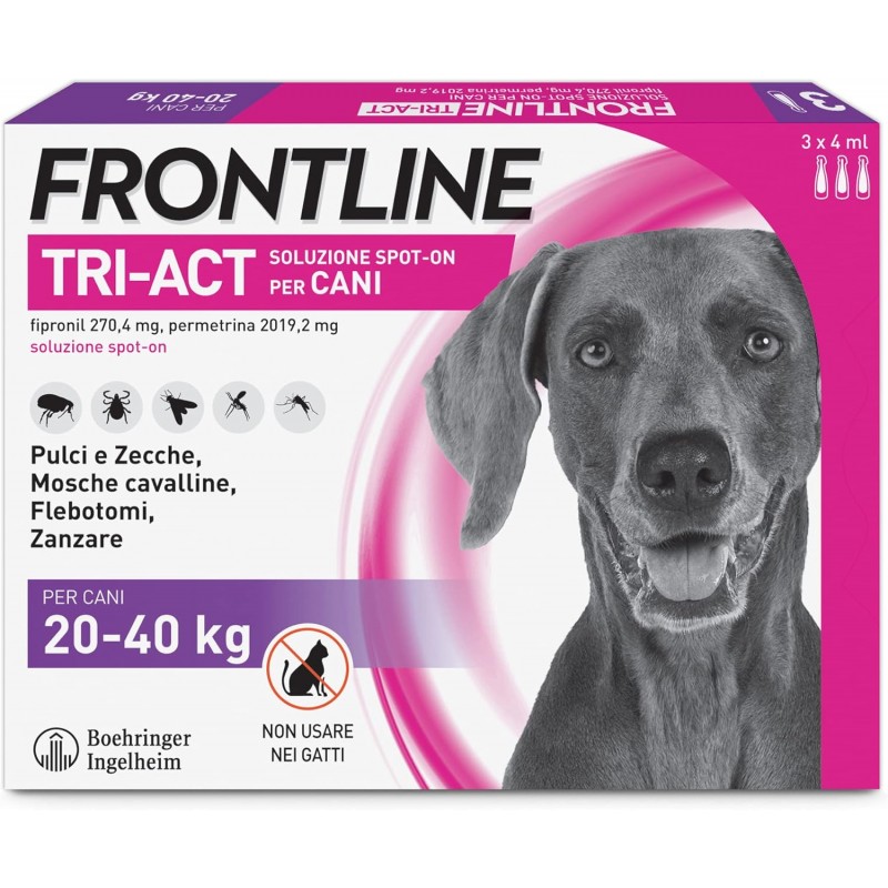 Frontline Tri-Act Spot-On Antiparassitario per Cani 20-40 Kg 3 Pipette Frontline - 1