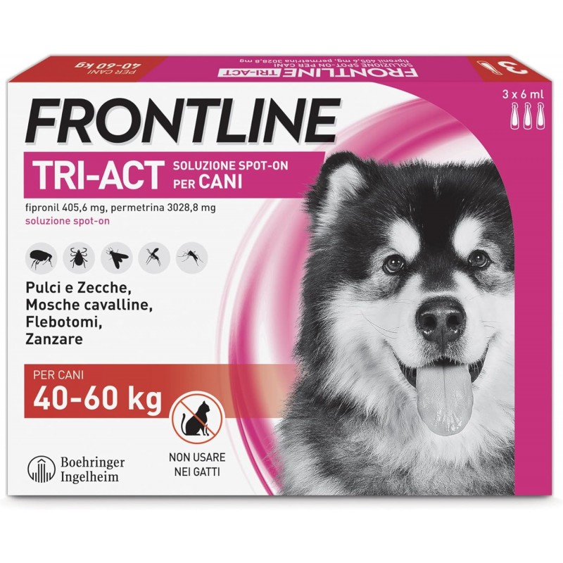 Frontline Tri-act Spot-On Antiparassitario per Cani 40-60 Kg 3 Pipette Frontline - 1