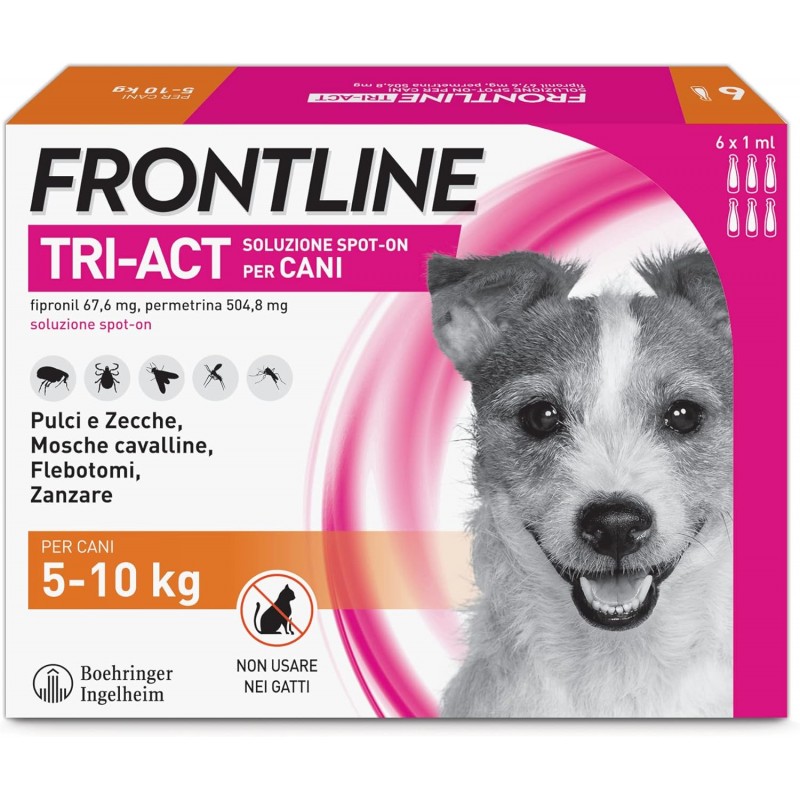 Frontline Tri-Act Spot-On Antiparassitario per Cani 5-10 kg 6 Pipette Frontline - 1