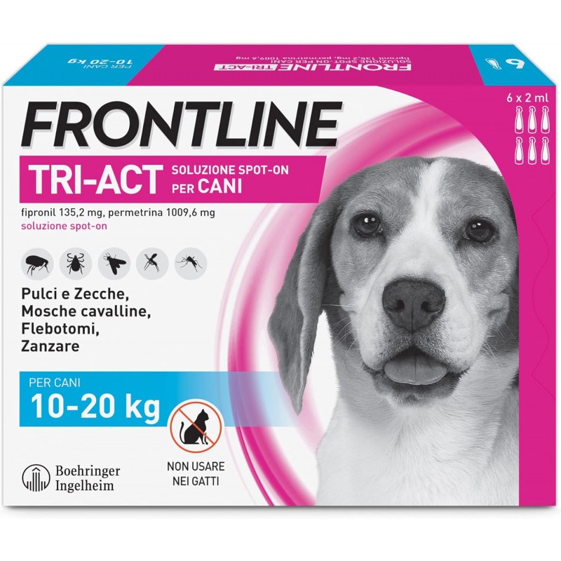 Frontline Tri-Act Spot-On Antiparassitario per Cani 10-20 Kg 6 Pipette Frontline - 1