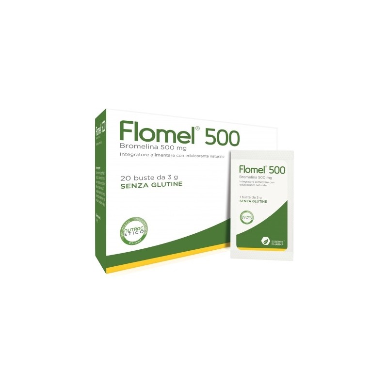 Flomel 500 Integratore di Bromelina 20 Bustine Esserre Pharma - 2