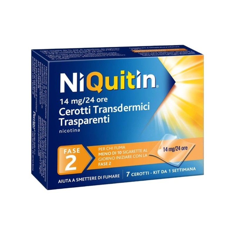 NiQuitin Fase 2 Per Smettere Di Fumare 7 Cerotti Transdermici 14 mg NiQuitin - 1