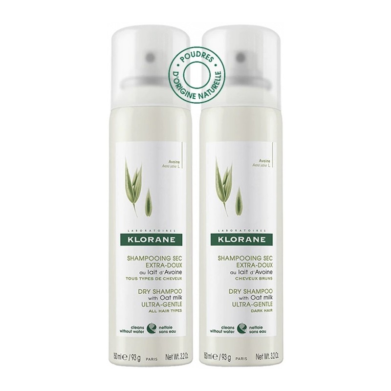 Klorane Shampoo Secco Al Latte D'Avena Delicato Capelli Puliti e Voluminosi 2x150 ml Klorane - 1