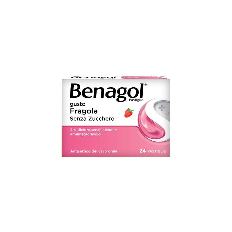 in vendita online su www.tuttofarma.it Benagol Gusto Fragola Senza Zucchero per Mal di Gola 24 Pastiglie Reckitt Benckiser - 1