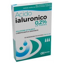 Gr Farma Soluzione Oftalmica Lubrificante E Idratante Acido Ialuronico 0,2% 10 Monodose Richiudibili Da 0,5 Ml Gr Farma - 1