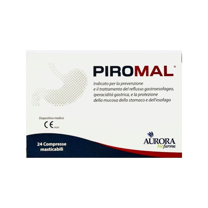 Piromal Reflusso Gastroesofageo Iperacidità 24 Compresse Masticabili Aurora Biofarma - 1