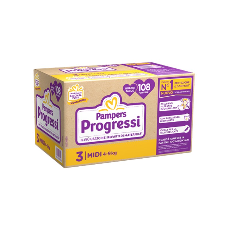 Fater Pampers Quadri Progressi Midi 108 Pezzi Fater - 1