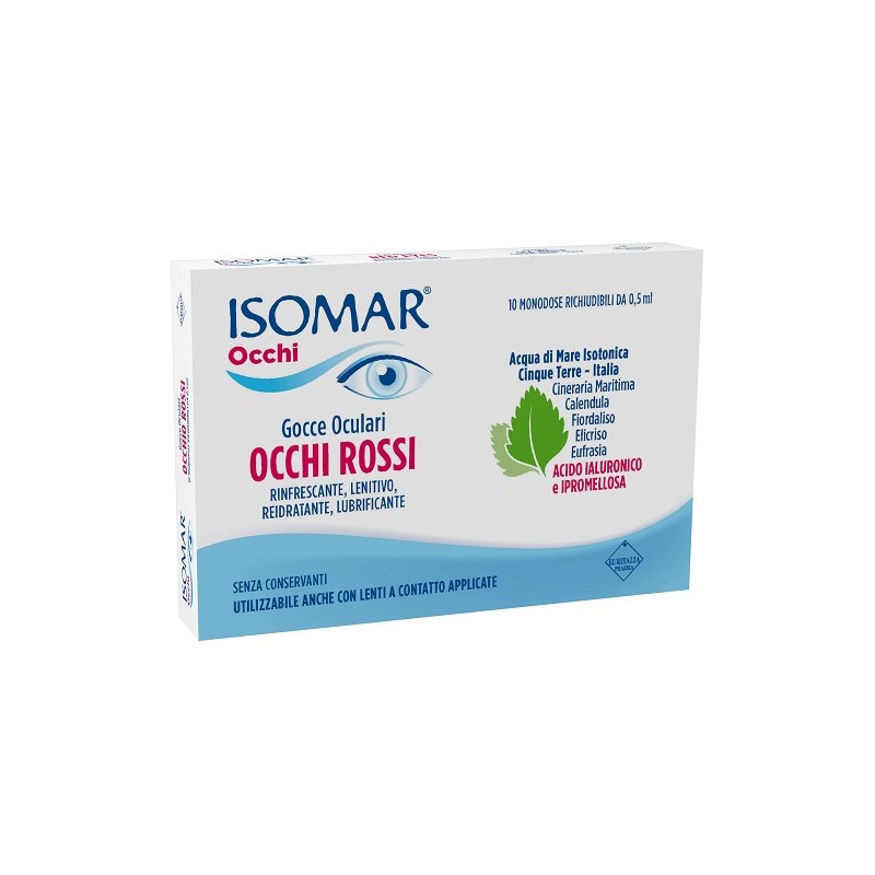 Euritalia Pharma Isomar Occhi Rossi Gocce Oculari Acido Ialuronico 0,20% 10 Flaconcini Euritalia Pharma - 1