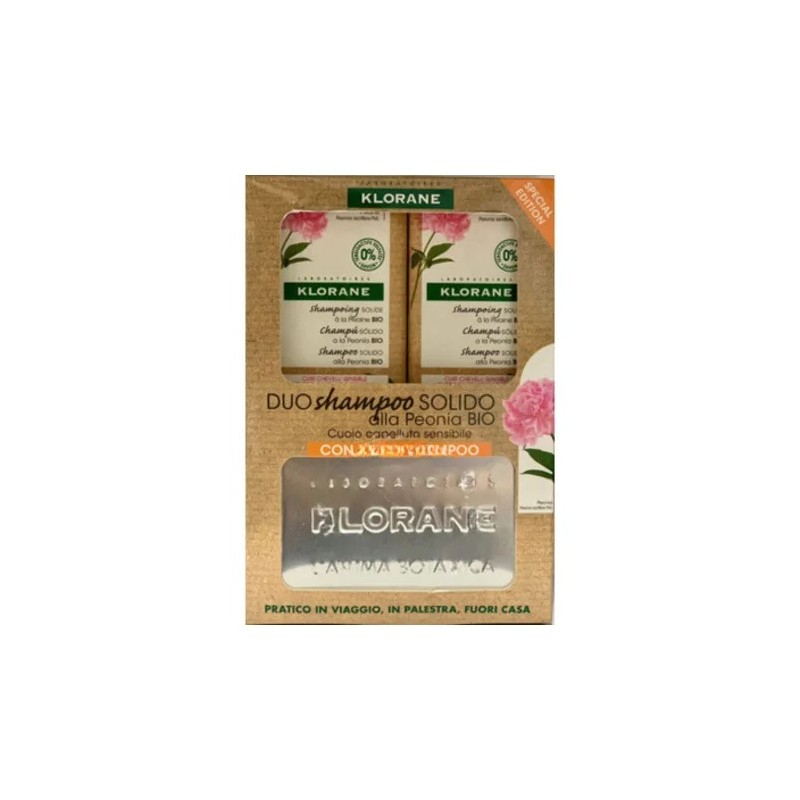 Klorane Duo Shampoo Solido Peonia 80 G + Portashampoo Klorane - 1